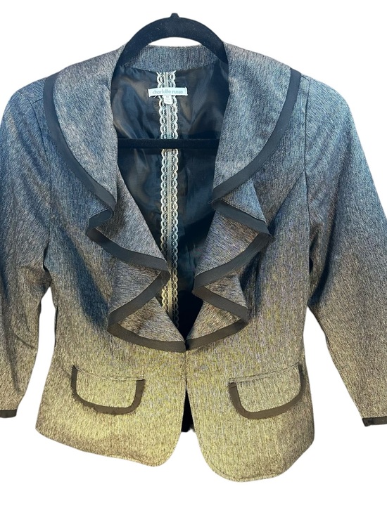 Charlotte Russe Jackets & Blazers - Vintage Charlotte Russe Ruffled Blazer Jacket Black Tweed Size M Girly